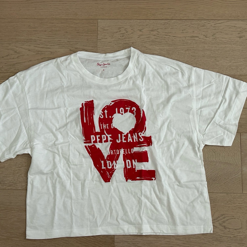 Pepe Jeans Red and White Short Sleeve Tee